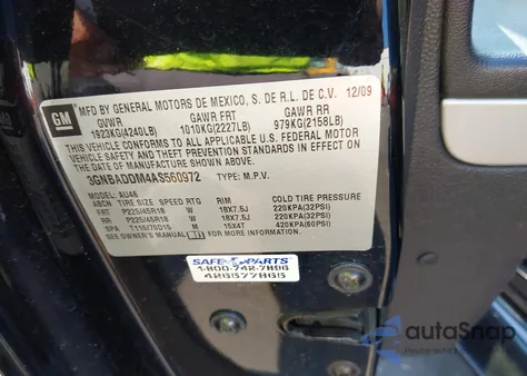 2010 Chevrolet Hhr Ss from USA, damaged, VIN 3GNBADDM4AS560972